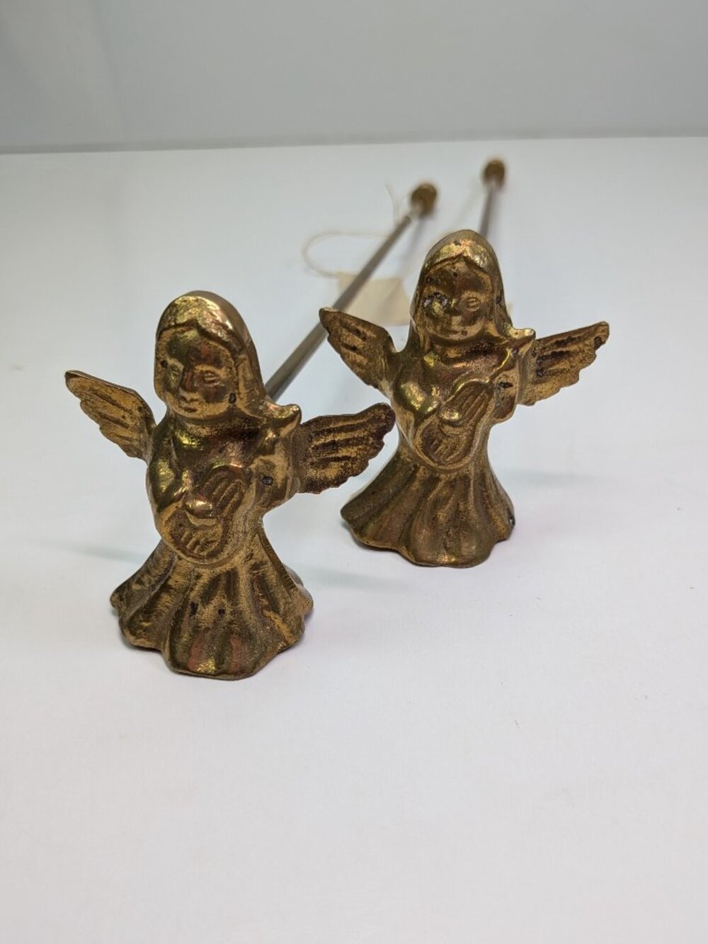 Vintage Solid Brass Angel Candle Snuffers Pair Long Handle India Christmas Decor